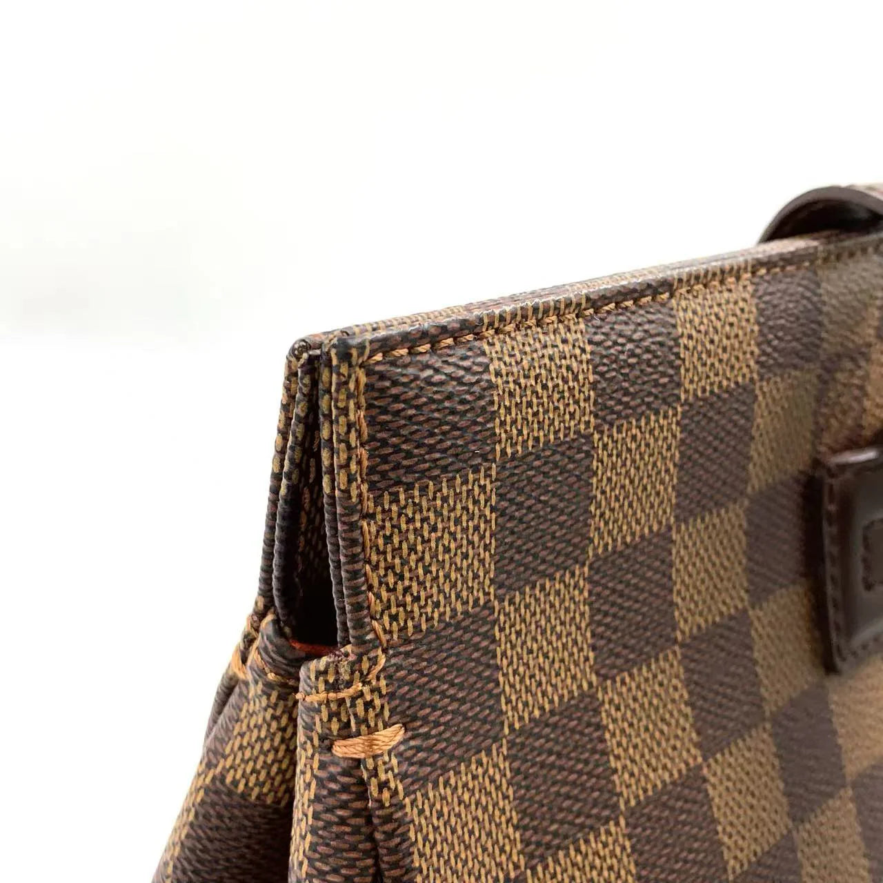 LOUIS VUITTON PARIOLI PM DAMIER EBENE TOTE BAG BROWN LEATHER PVC GOLD