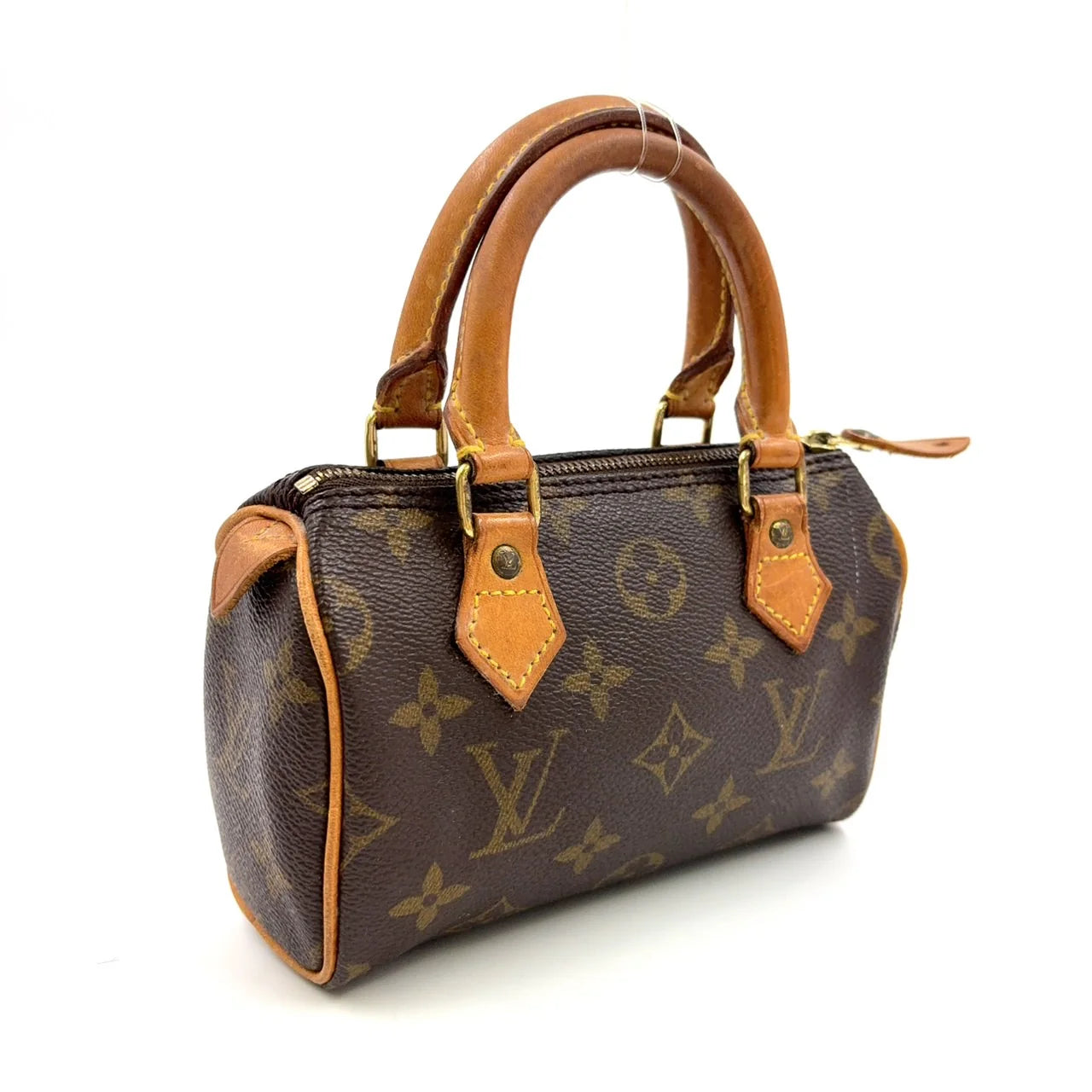 LOUIS VUITTON MINI SPEEDY MONOGRAM HANDBAG BROWN LEATHER PVC GOLD