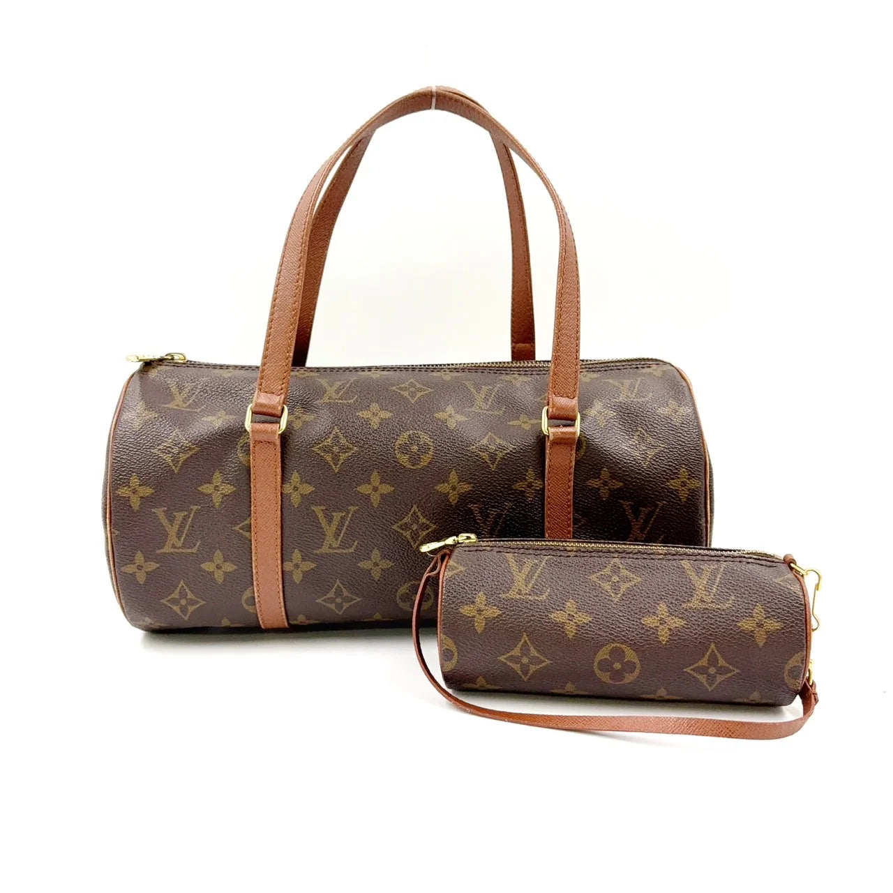LOUIS VUITTON PAPILLON 30 MONOGRAM HANDBAG BROWN LEATHER PVC