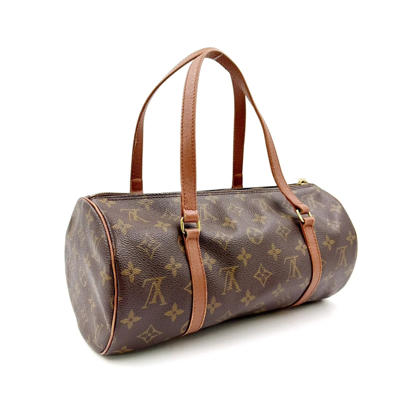 LOUIS VUITTON PAPILLON 30 MONOGRAM HANDBAG BROWN LEATHER PVC