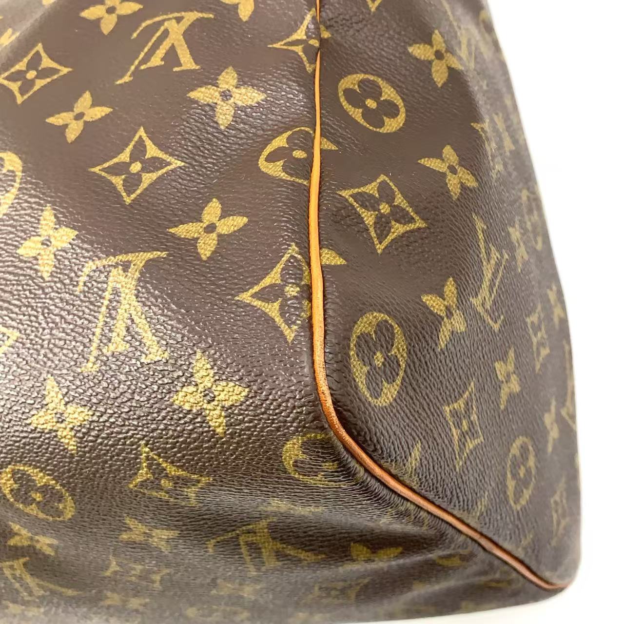 LOUIS VUITTON SPEEDY 40 MONOGRAM HANDBAG BROWN LEATHER PVC