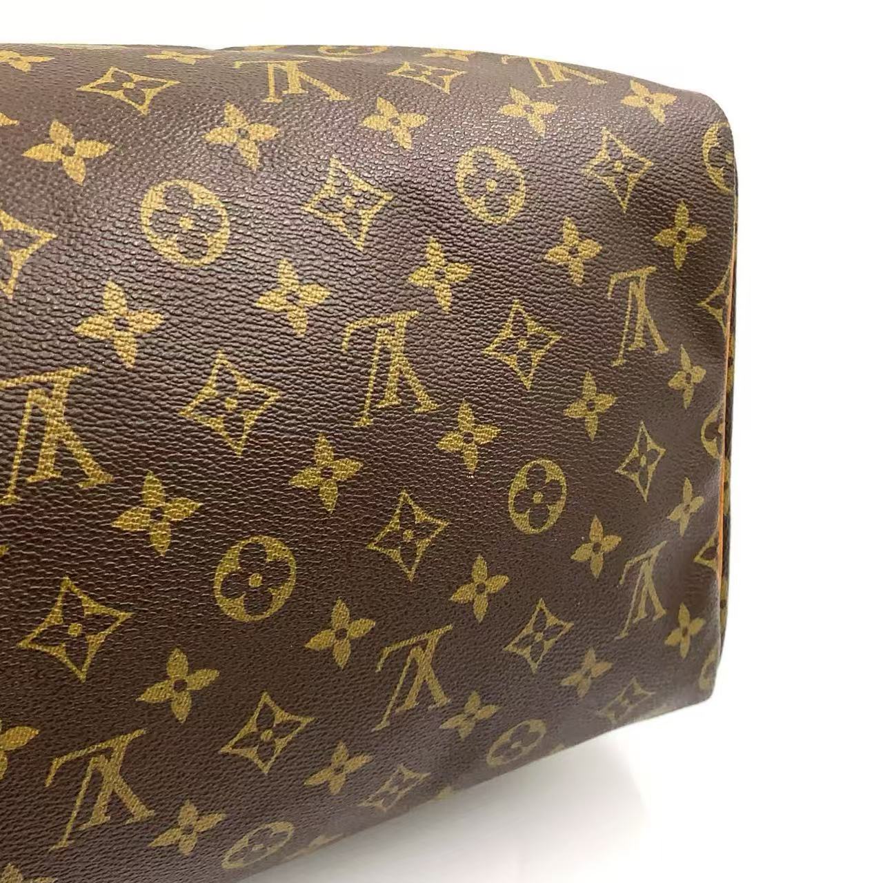 LOUIS VUITTON SPEEDY 40 MONOGRAM HANDBAG BROWN LEATHER PVC