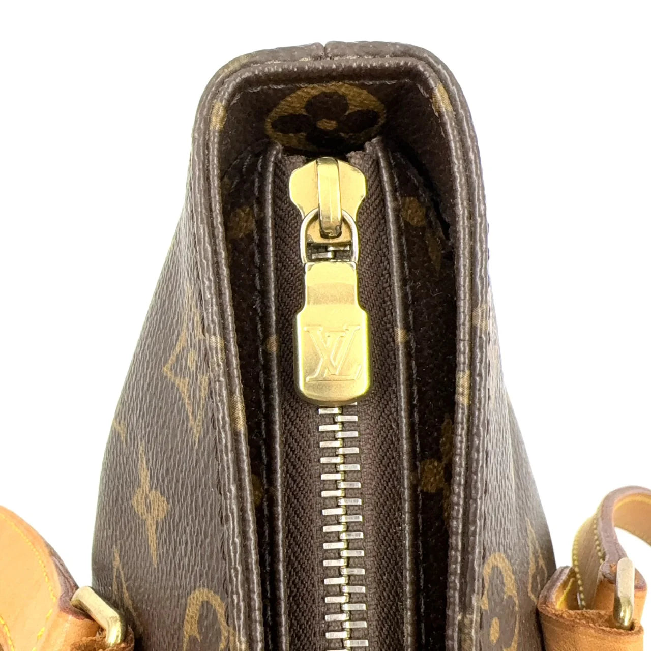LOUIS VUITTON CABAS PIANO MONOGRAM TOTE BAG BROWN LEATHER PVC GOLD