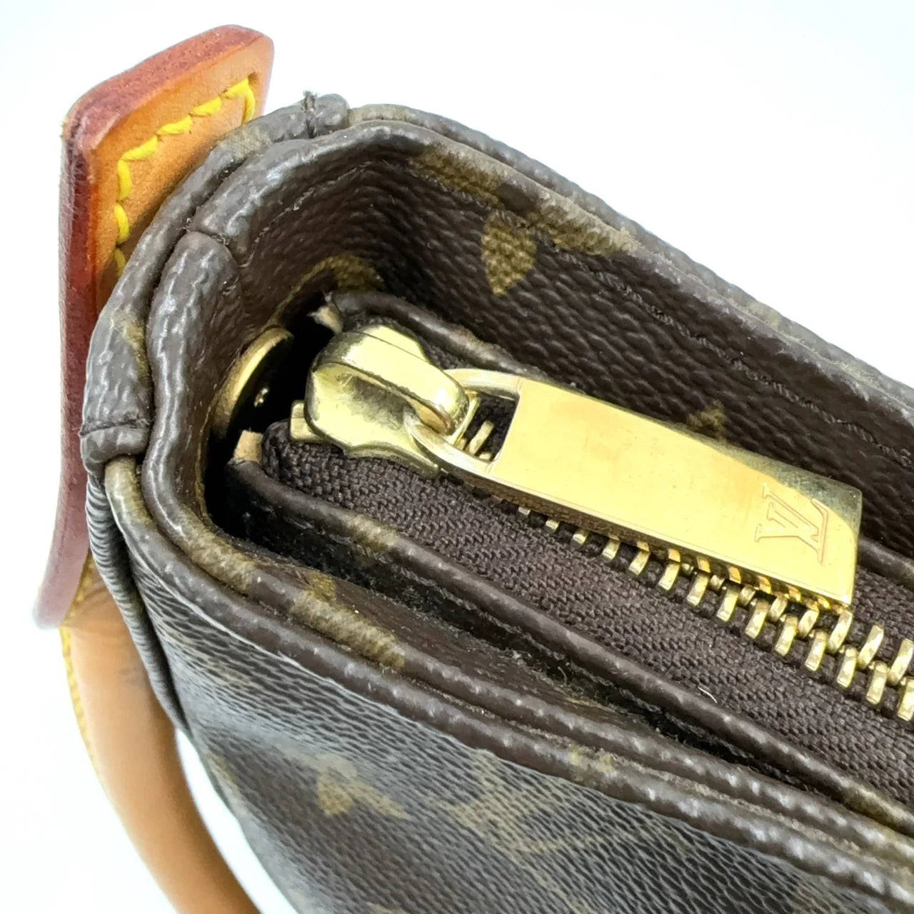 LOUIS VUITTON LOOPING MM MONOGRAM HANDBAG BROWN LEATHER PVC GOLD