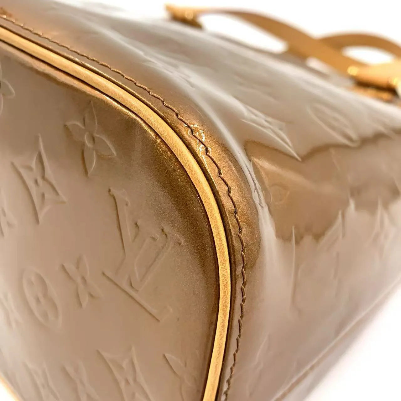 LOUIS VUITTON HOUSTON MONOGRAM VERNIS TOTE BAG BRONZE LEATHER GOLD