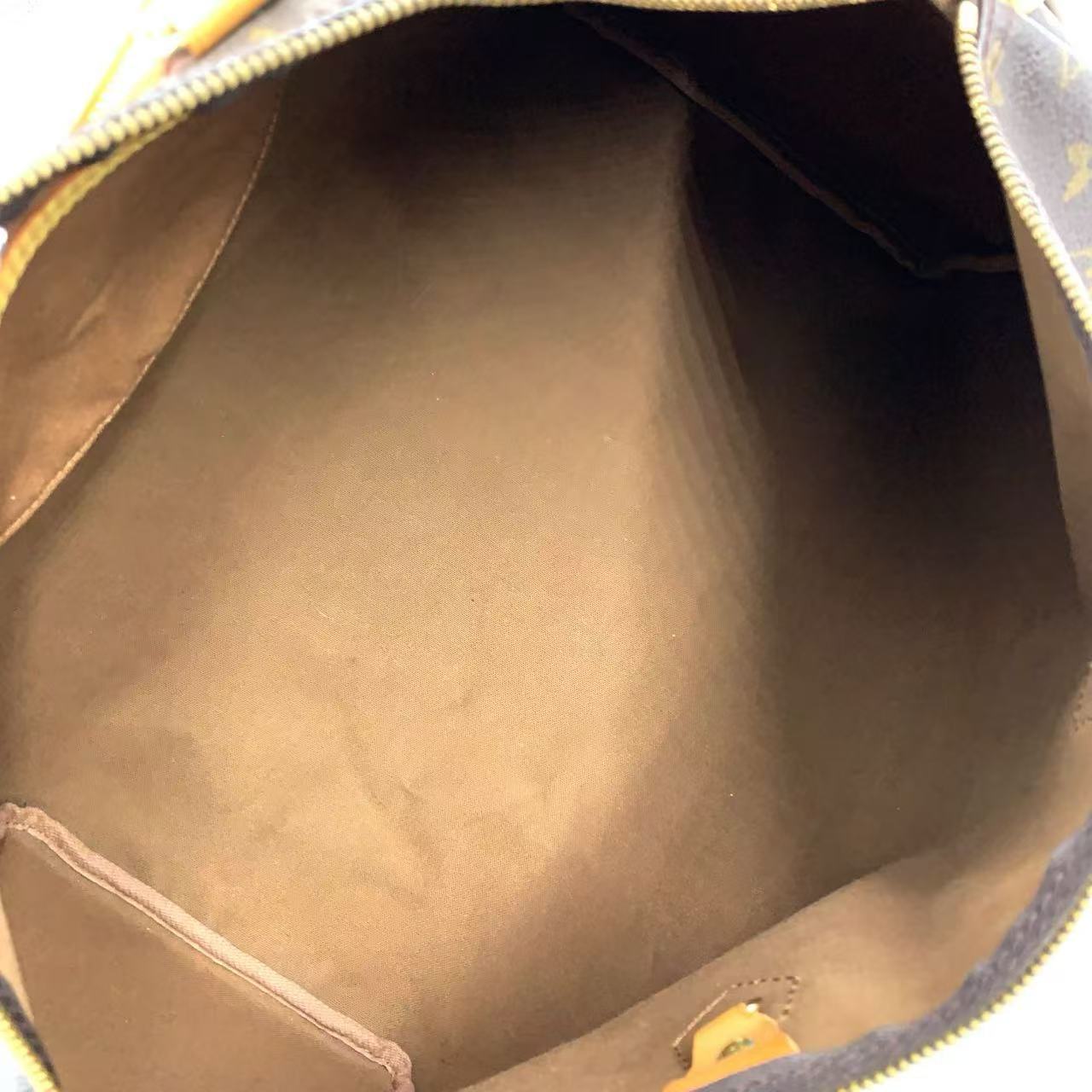 LOUIS VUITTON SPEEDY 40 MONOGRAM HANDBAG BROWN LEATHER PVC GOLD