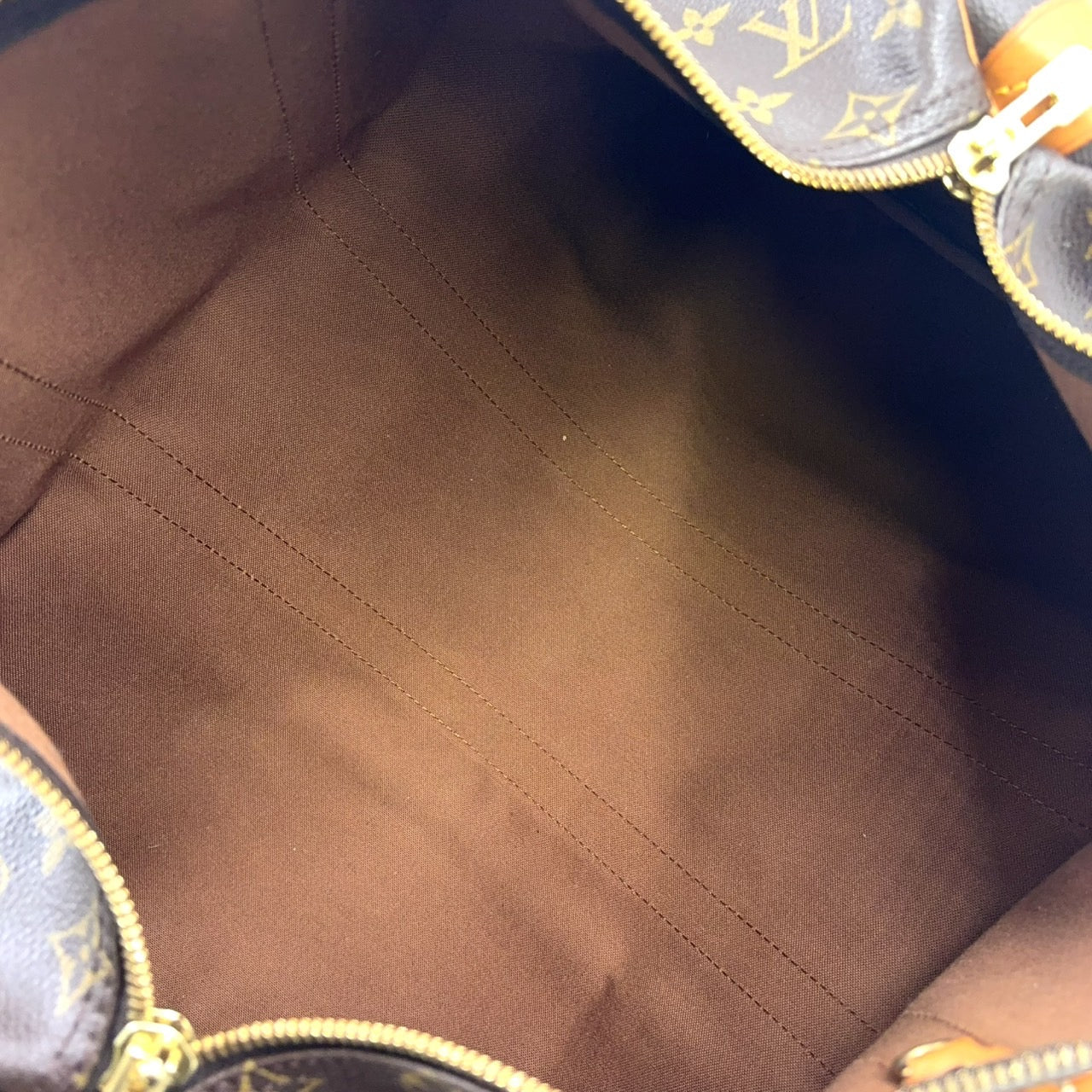 LOUIS VUITTON KEEPALL 45 MONOGRAM BOSTON BAG BROWN LEATHER PVC GOLD