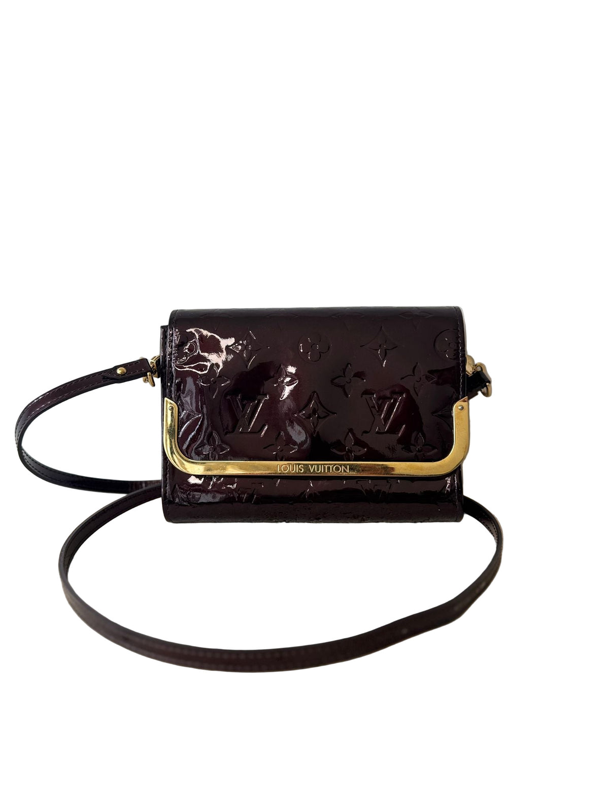 LOUIS VUITTON VERNIS ROSSMOREAMARANTE CLUTCH SHOULDER BAG