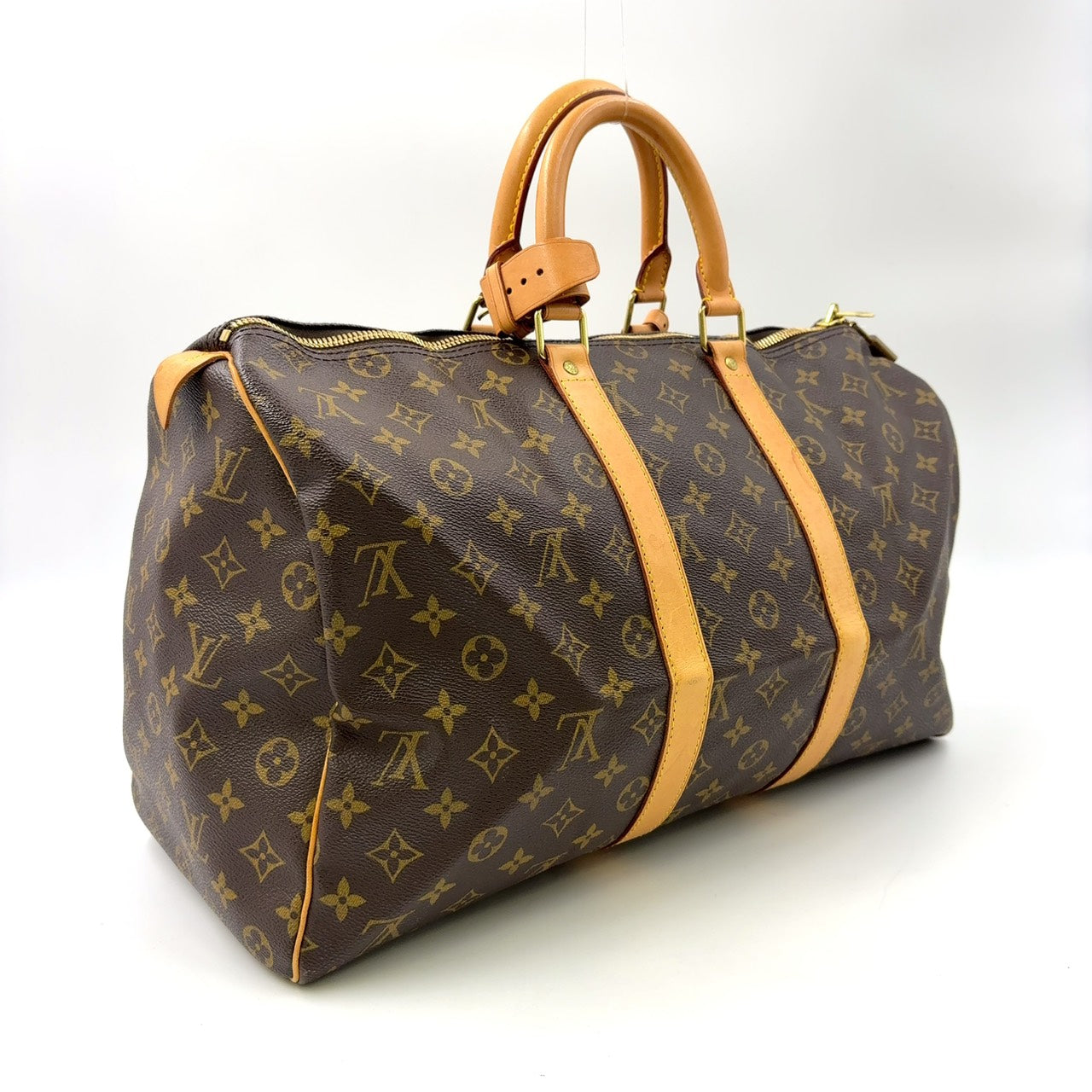 LOUIS VUITTON KEEPALL 45 BROWN MONOGRAM LEATHER