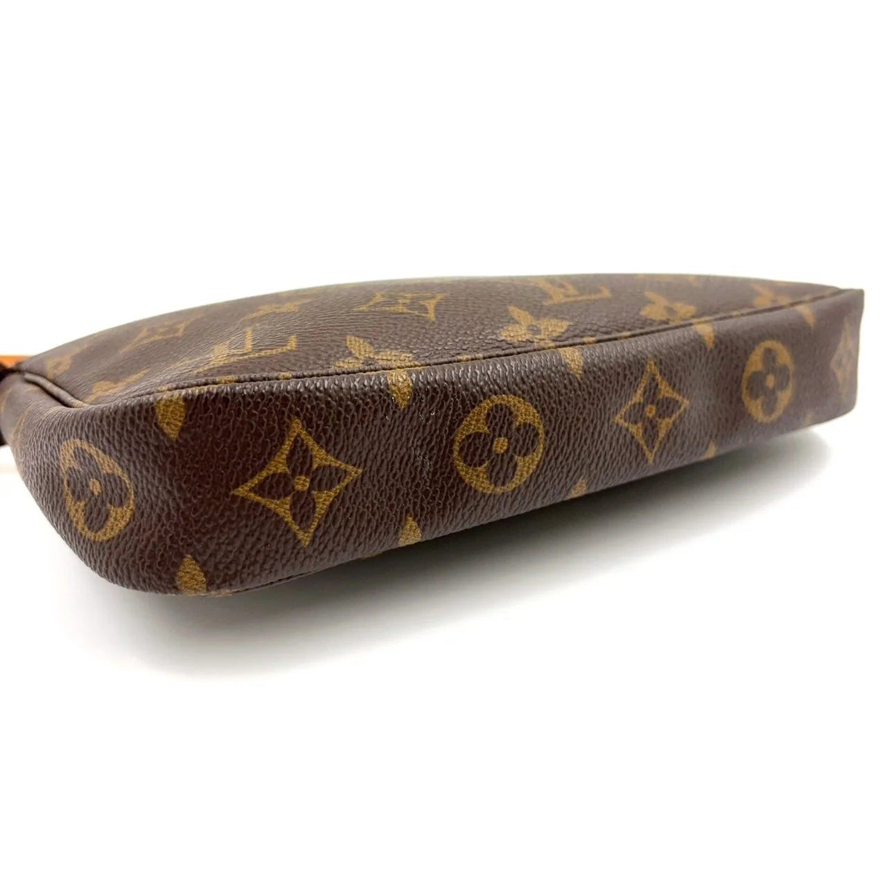 LOUIS VUITTON POCHETTE ACCESSOIRES MONOGRAM HANDBAG BROWN LEATHER PVC GOLD
