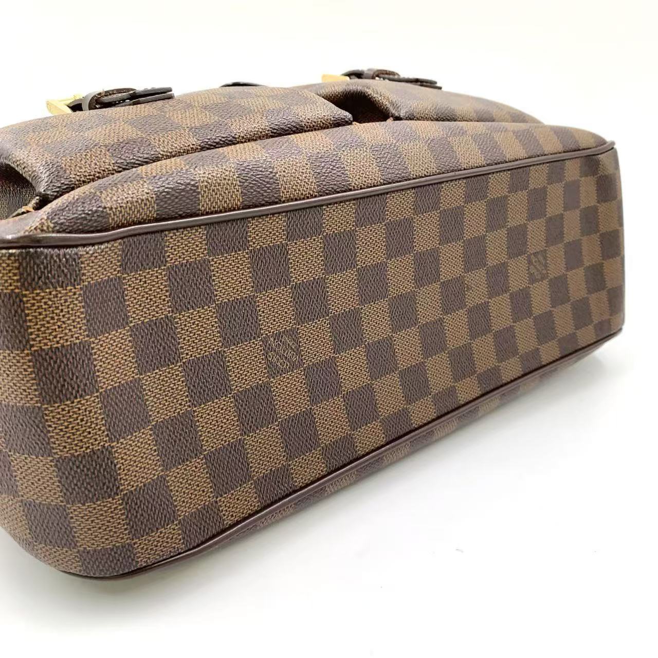LOUIS VUITTON UZES DAMIER EBENE TOTE BAG BROWN LEATHER PVC GOLD