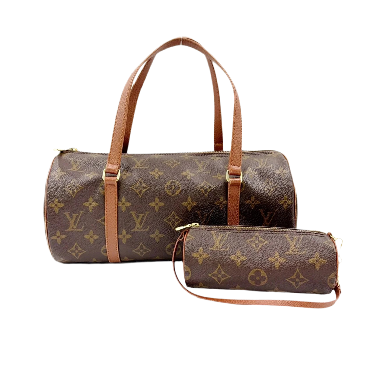 LOUIS VUITTON PAPILLON 30 MONOGRAM HANDBAG BROWN LEATHER PVC