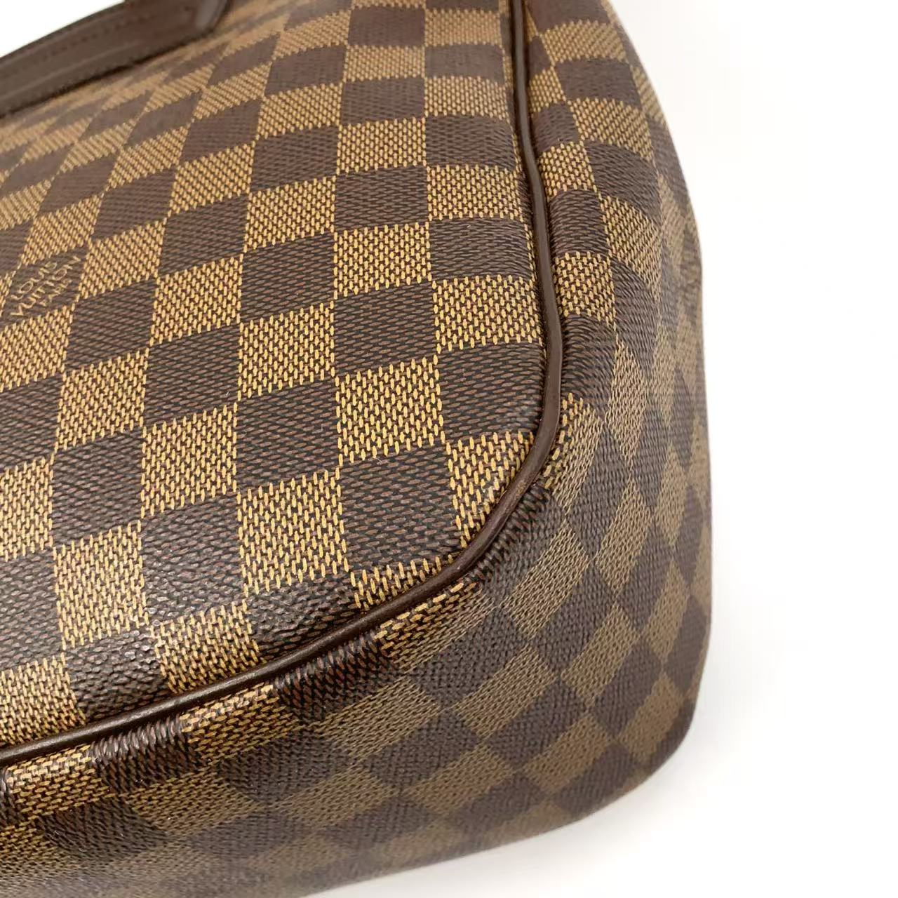 LOUIS VUITTON PARIOLI PM DAMIER EBENE TOTE BAG BROWN LEATHER PVC GOLD