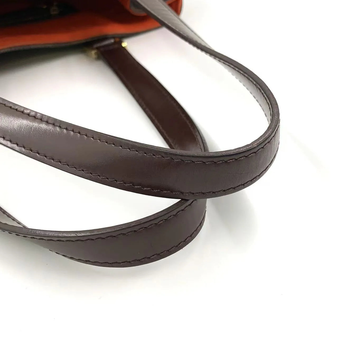 LOUIS VUITTON UZES DAMIER EBENE TOTE BAG BROWN LEATHER PVC GOLD