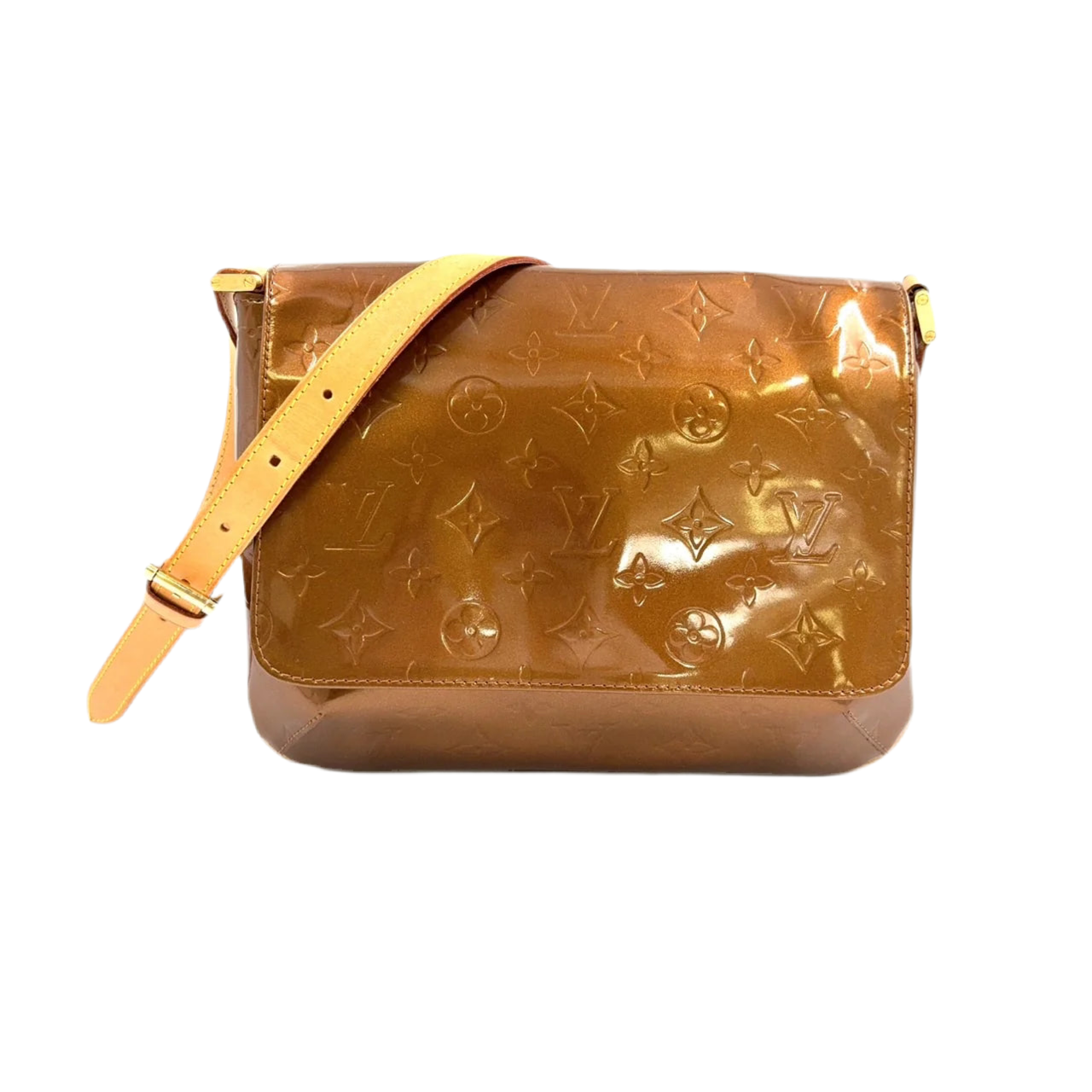 LOUIS VUITTON THOMPSON STREET MONOGRAM VERNIS BRONZE SHOULDER BAG BROWN PATENT LEATHER GOLD