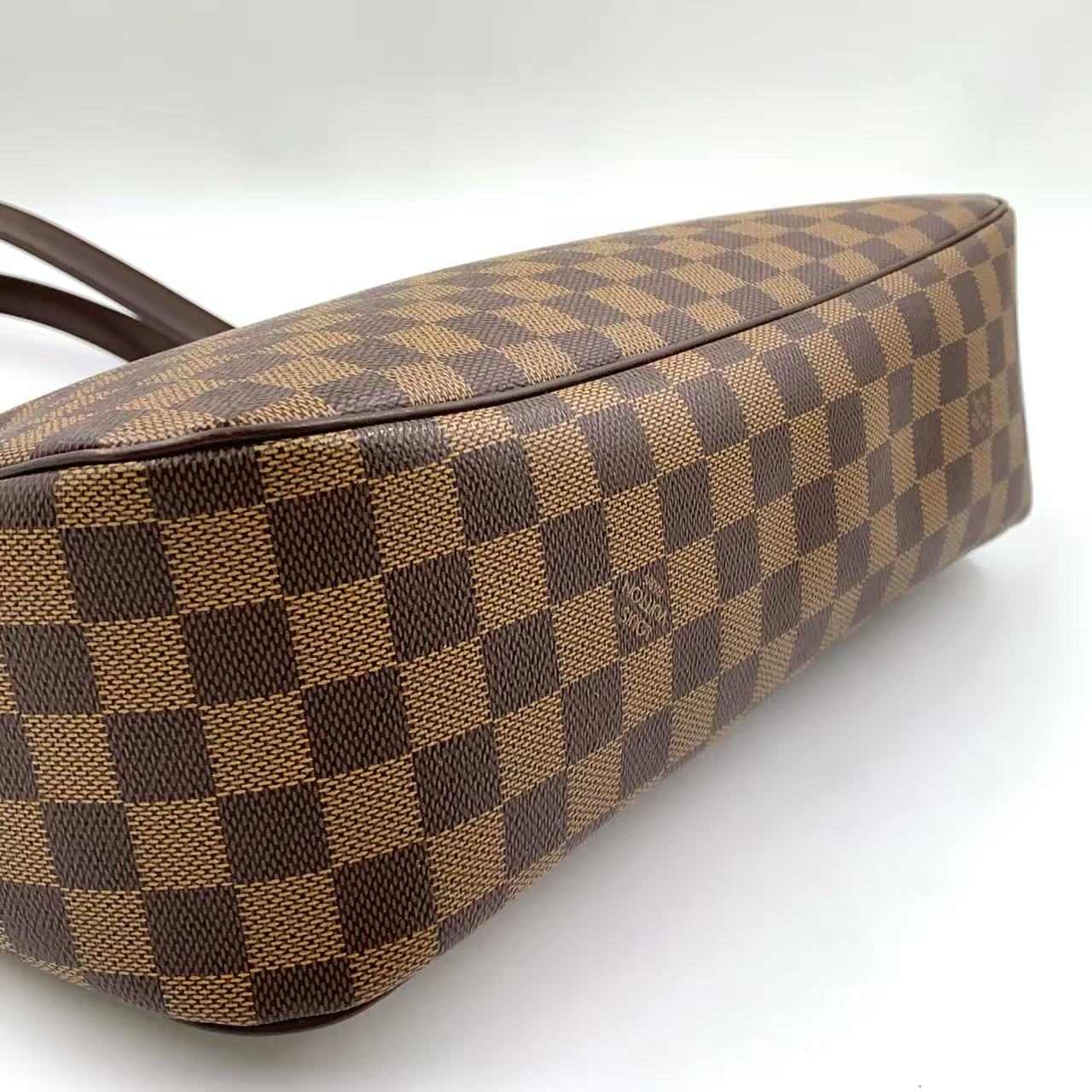 LOUIS VUITTON PARIOLI PM DAMIER EBENE TOTE BAG BROWN LEATHER PVC GOLD