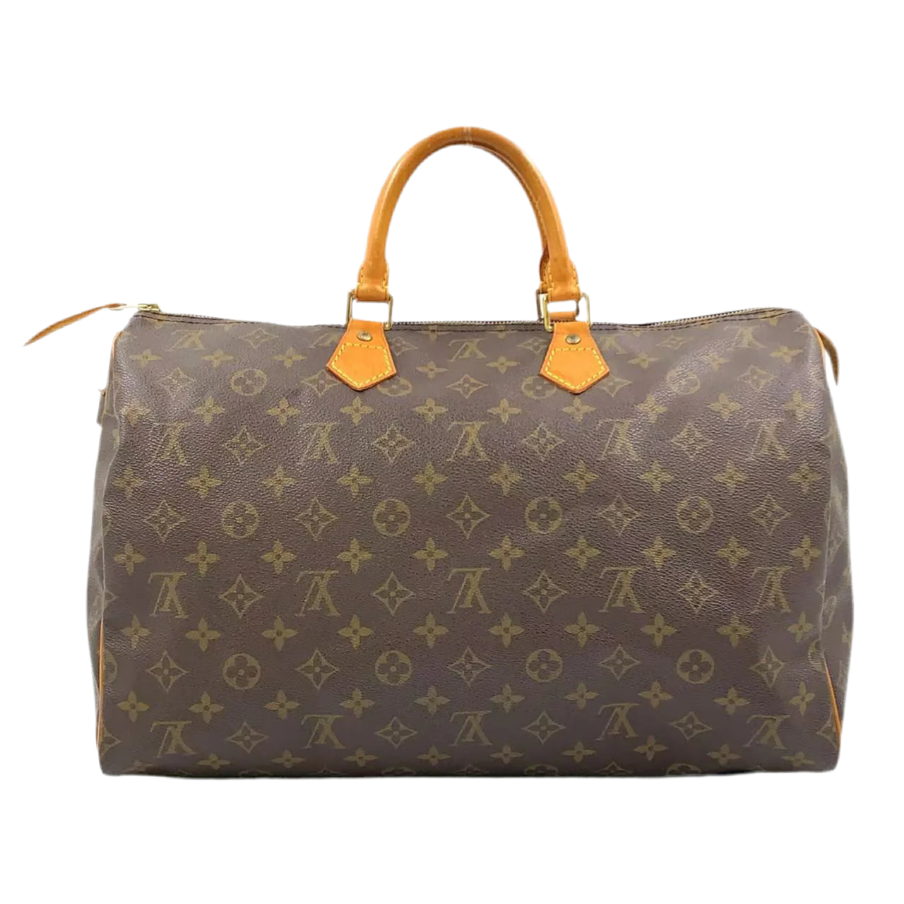 LOUIS VUITTON SPEEDY 40 MONOGRAM HANDBAG BROWN LEATHER PVC GOLD