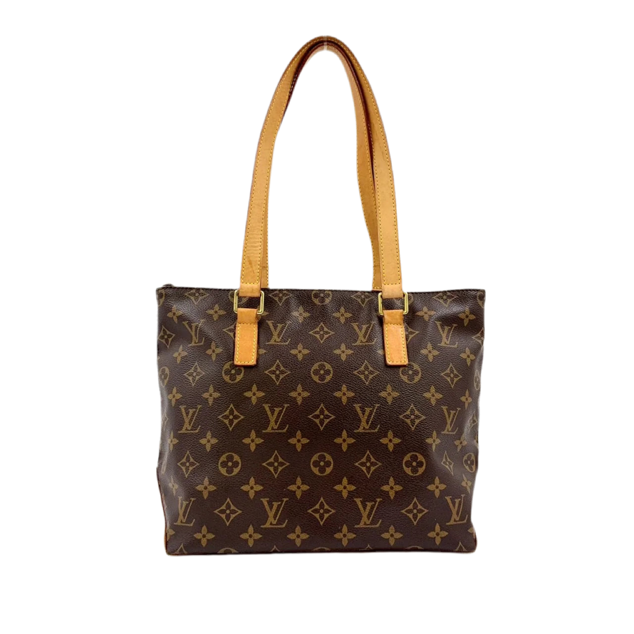 LOUIS VUITTON CABAS PIANO MONOGRAM TOTE BAG BROWN LEATHER PVC GOLD