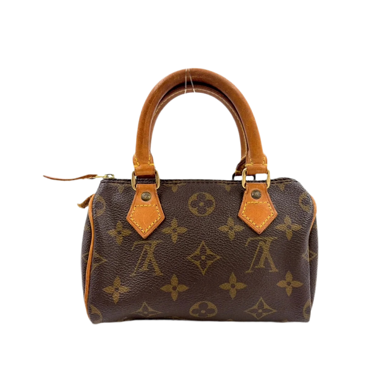 LOUIS VUITTON MINI SPEEDY MONOGRAM HANDBAG BROWN LEATHER PVC GOLD
