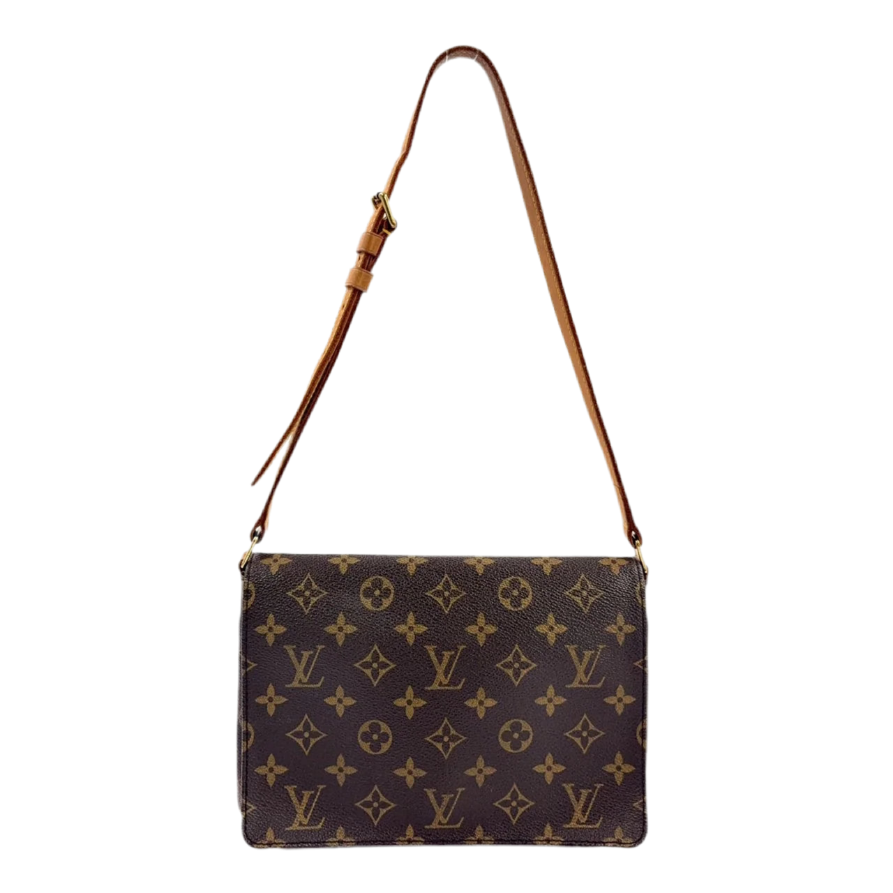 LOUIS VUITTON MUSETTE TANGO SHORT STRAP MONOGRAM SHOULDER BAG BROWN LEATHER PVC GOLD