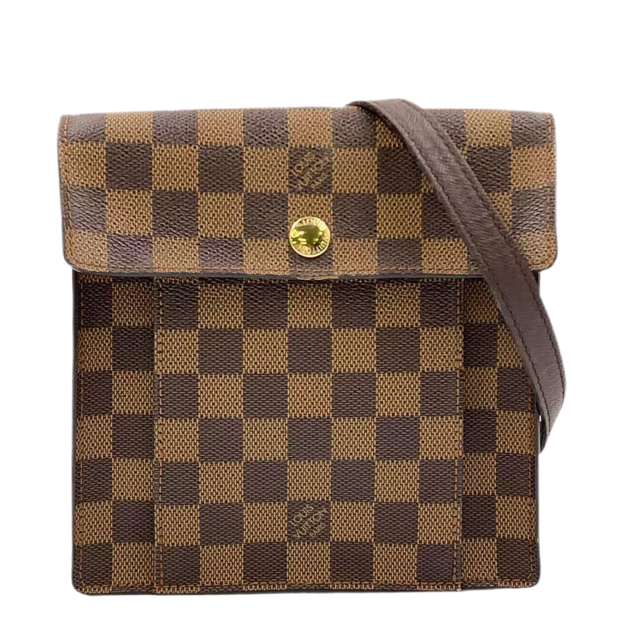 LOUIS VUITTON PIMLICO DAMIER EBENE SHOULDER BAG BROWN LEATHER PVC GOLD