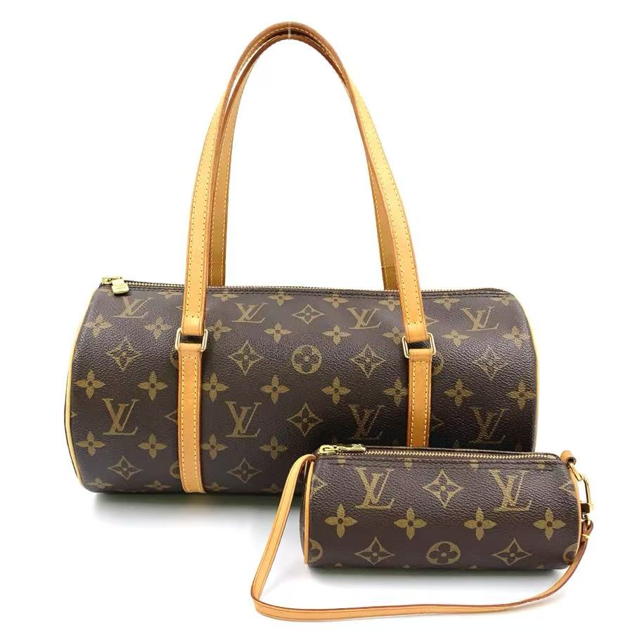 LOUIS VUITTON PAPILLON 30 MONOGRAM HANDBAG BROWN LEATHER PVC GOLD