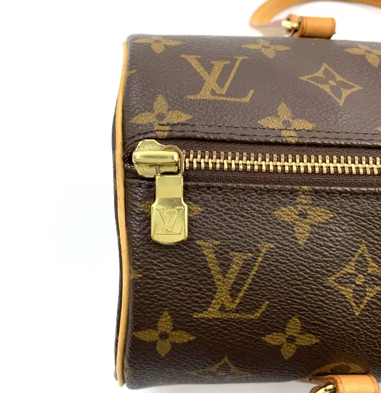 LOUIS VUITTON PAPILLON 30 MONOGRAM HANDBAG BROWN LEATHER PVC GOLD