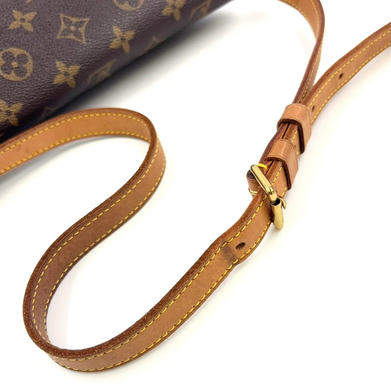 LOUIS VUITTON MUSETTE TANGO SHORT STRAP MONOGRAM SHOULDER BAG BROWN LEATHER PVC GOLD