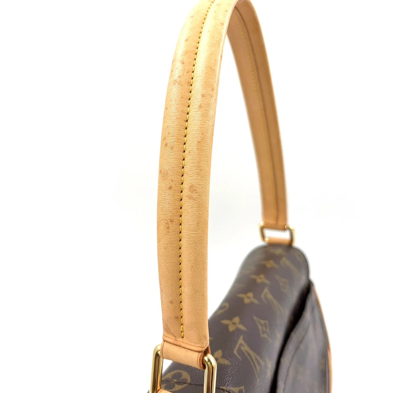 LOUIS VUITTON BEVERLY MM MONOGRAM SHOULDER BAG BROWN LEATHER PVC GOLD