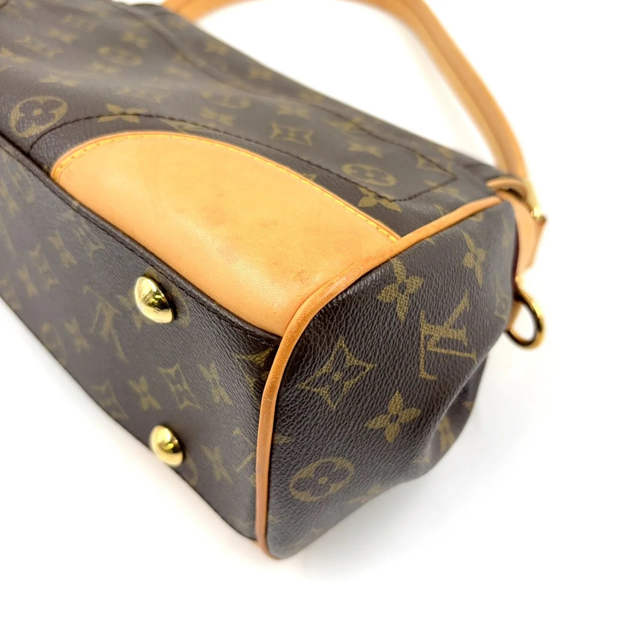LOUIS VUITTON BEVERLY MM MONOGRAM SHOULDER BAG BROWN LEATHER PVC GOLD