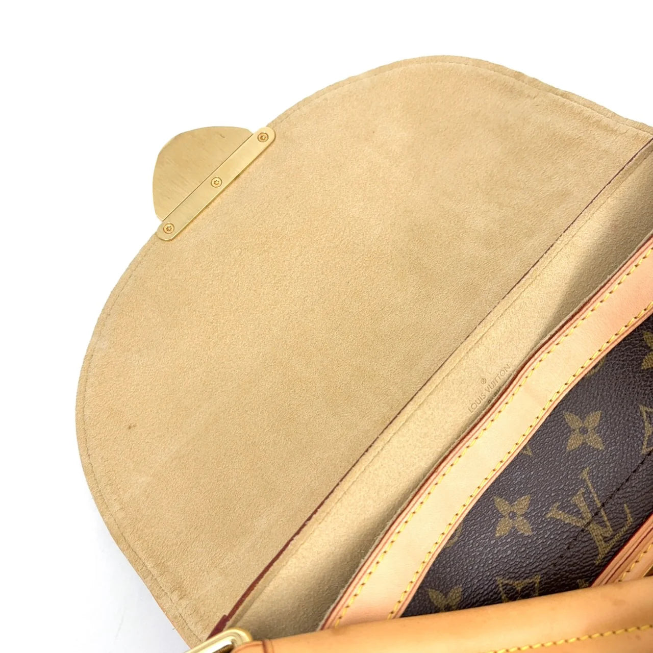 LOUIS VUITTON BEVERLY MM MONOGRAM SHOULDER BAG BROWN LEATHER PVC GOLD