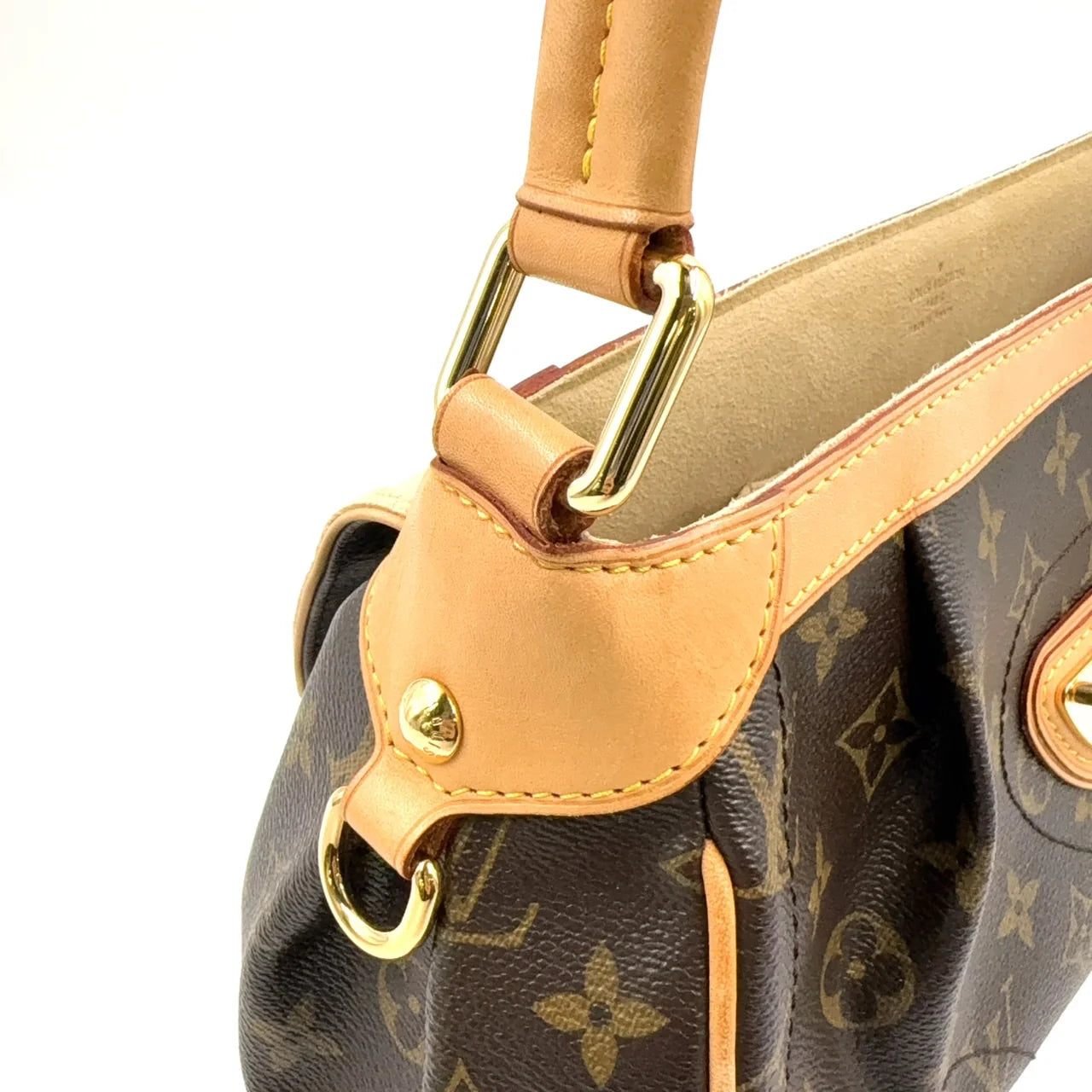 LOUIS VUITTON BEVERLY MM MONOGRAM SHOULDER BAG BROWN LEATHER PVC GOLD
