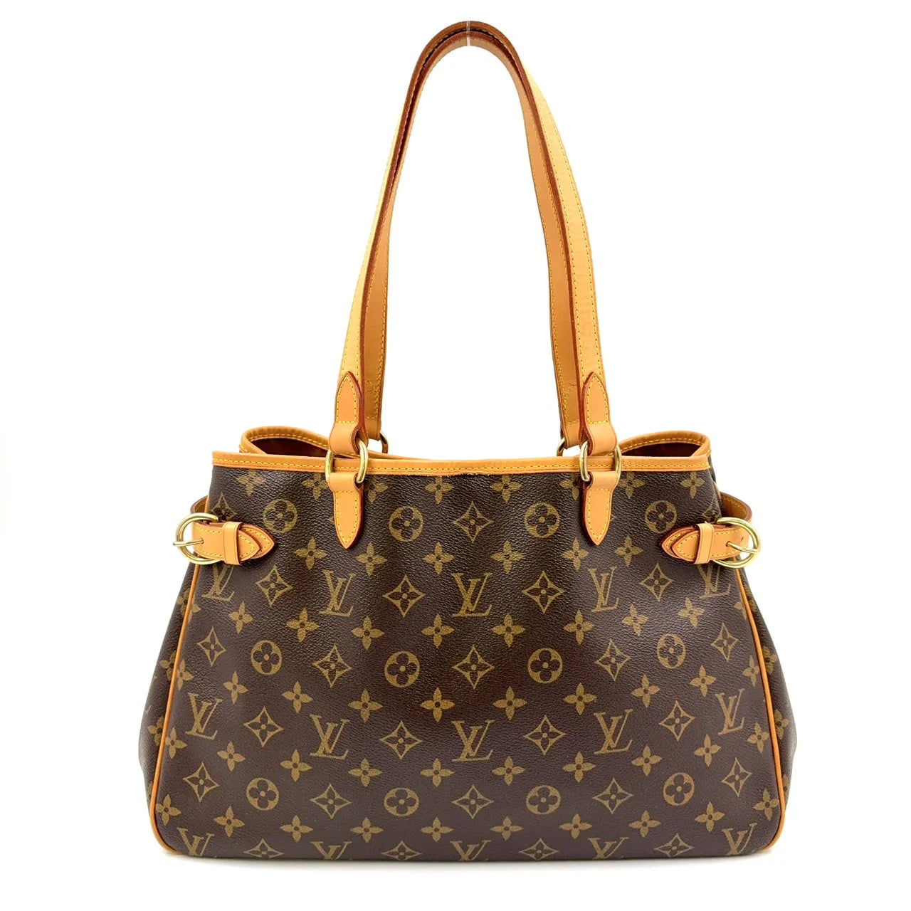 LOUIS VUITTON BATIGNOLLES HORIZONTAL MONOGRAM SHOULDER BAG BROWN LEATHER PVC GOLD