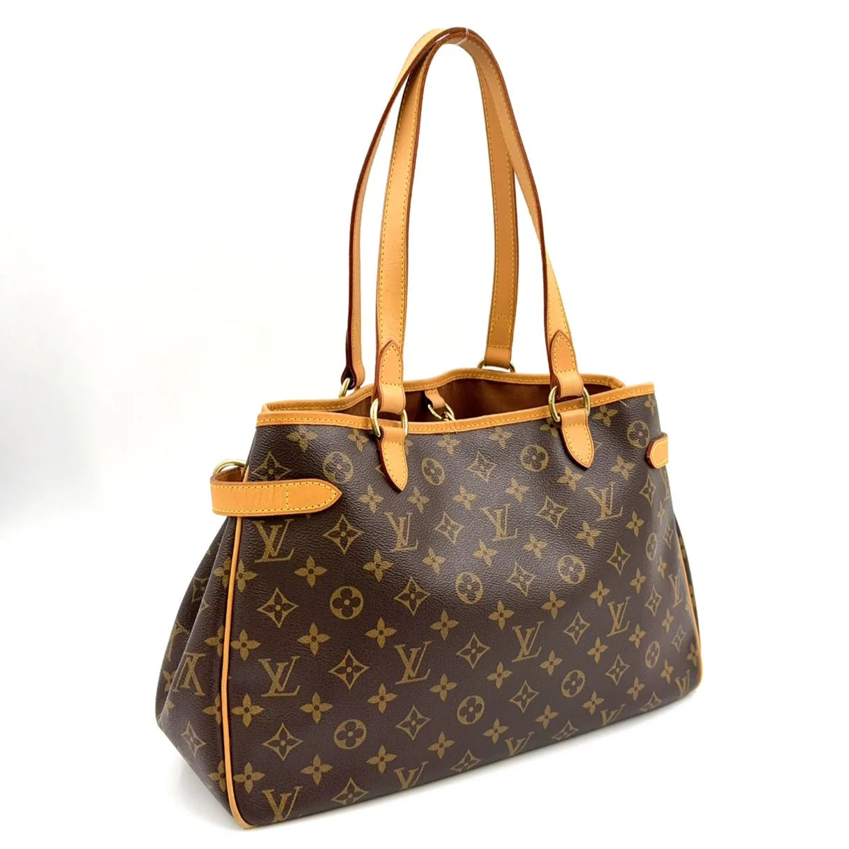 LOUIS VUITTON BATIGNOLLES HORIZONTAL MONOGRAM SHOULDER BAG BROWN LEATHER PVC GOLD