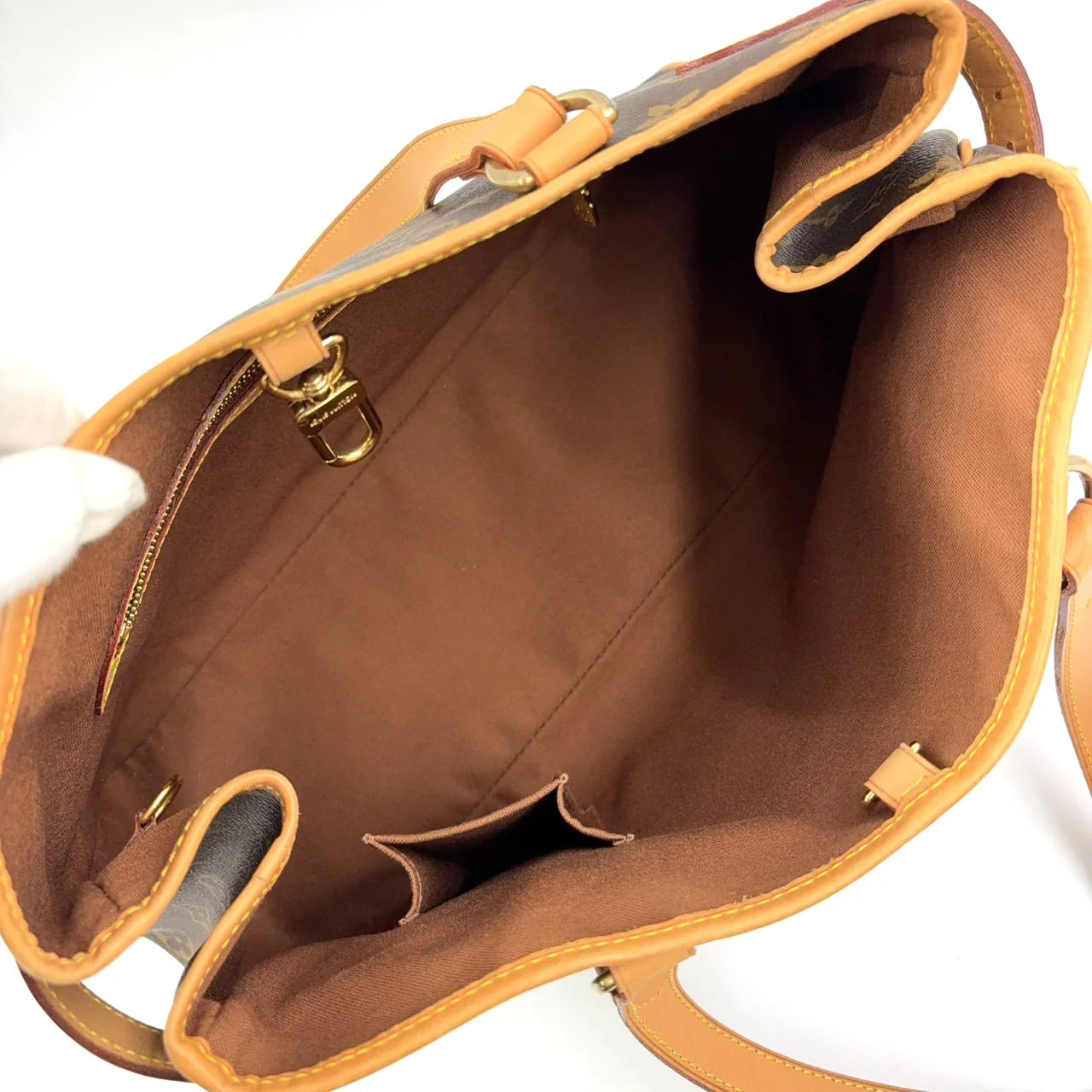 LOUIS VUITTON BATIGNOLLES HORIZONTAL MONOGRAM SHOULDER BAG BROWN LEATHER PVC GOLD