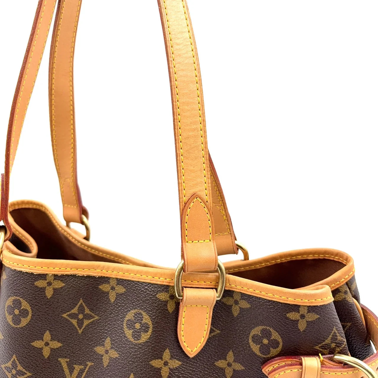 LOUIS VUITTON BATIGNOLLES HORIZONTAL MONOGRAM SHOULDER BAG BROWN LEATHER PVC GOLD