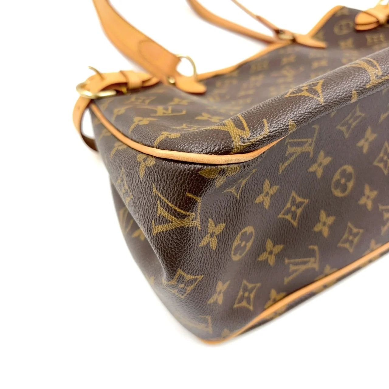 LOUIS VUITTON BATIGNOLLES HORIZONTAL MONOGRAM SHOULDER BAG BROWN LEATHER PVC GOLD