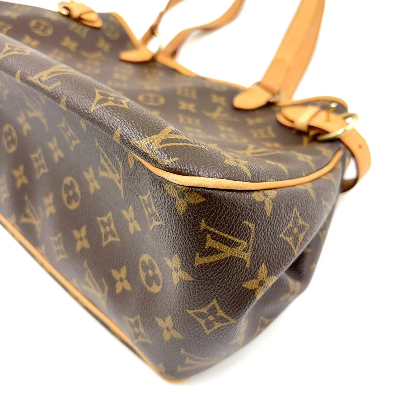 LOUIS VUITTON BATIGNOLLES HORIZONTAL MONOGRAM SHOULDER BAG BROWN LEATHER PVC GOLD
