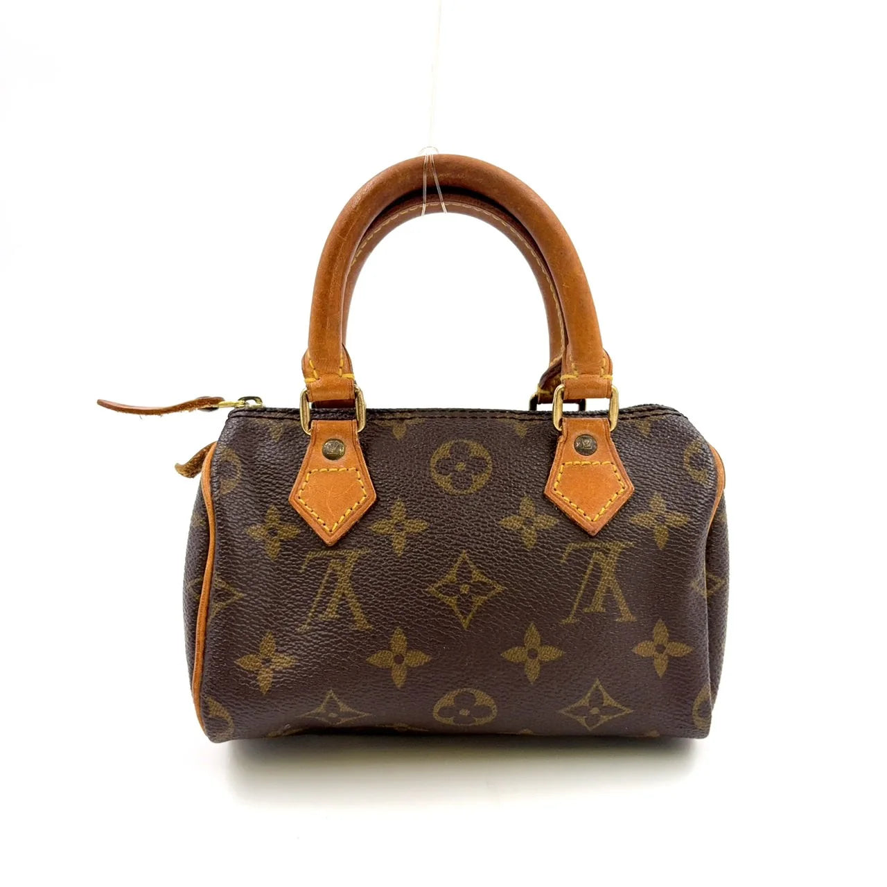 LOUIS VUITTON MINI SPEEDY MONOGRAM HANDBAG BROWN LEATHER PVC GOLD