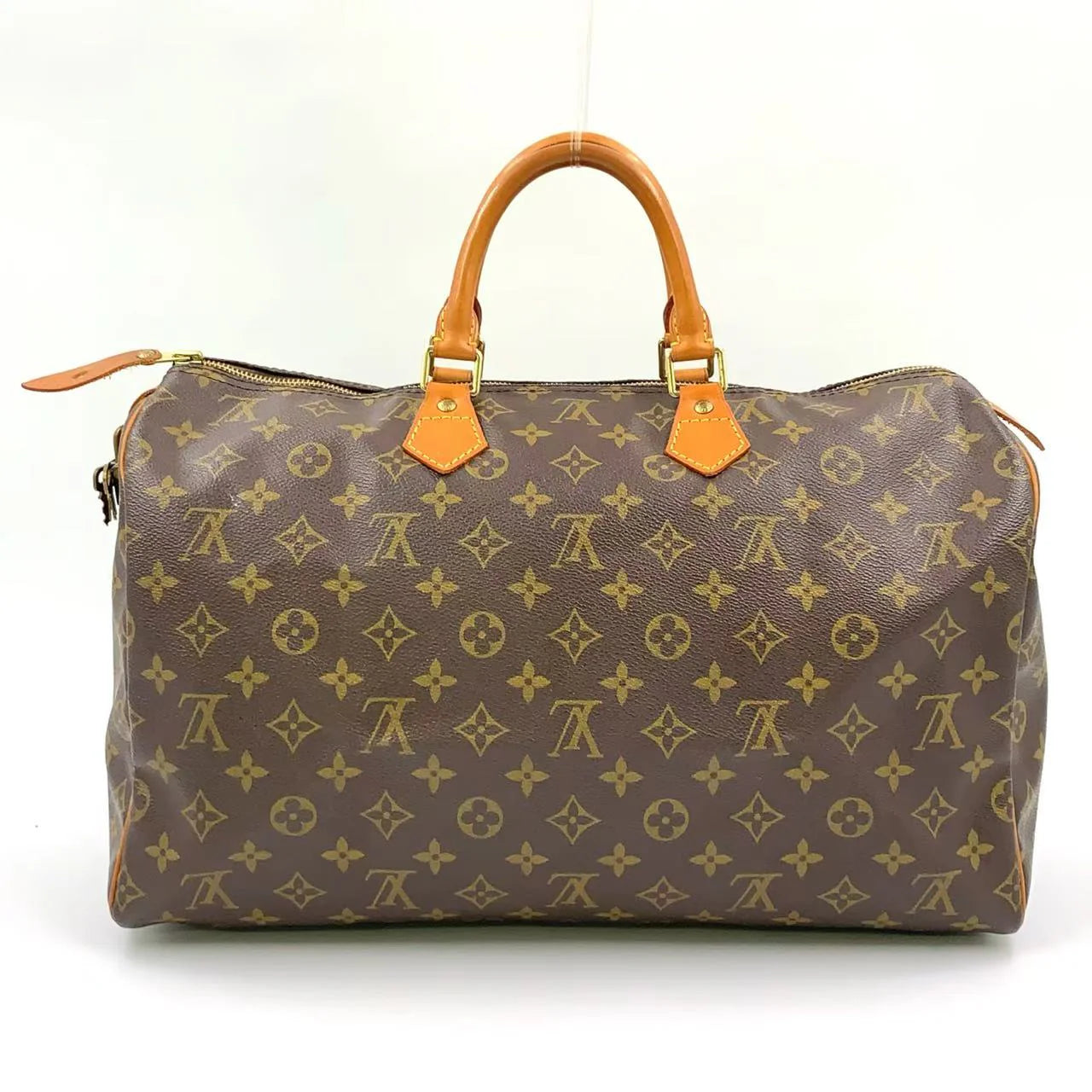 LOUIS VUITTON SPEEDY 40 MONOGRAM HANDBAG BROWN LEATHER PVC