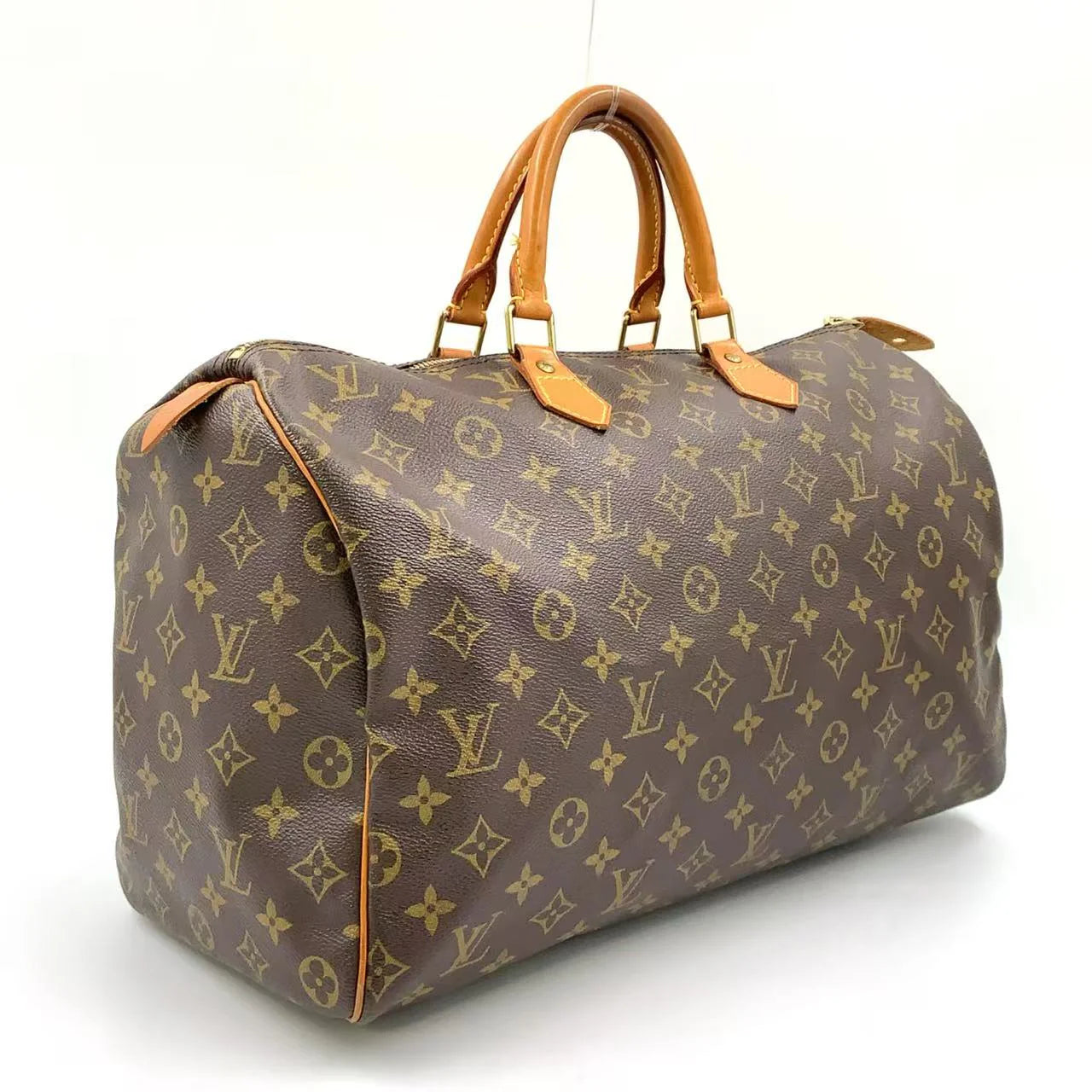 LOUIS VUITTON SPEEDY 40 MONOGRAM HANDBAG BROWN LEATHER PVC