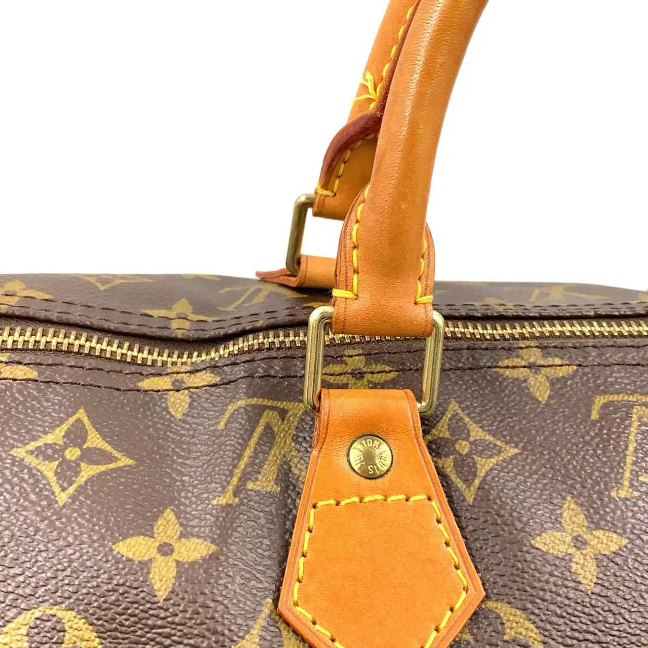 LOUIS VUITTON SPEEDY 40 MONOGRAM HANDBAG BROWN LEATHER PVC