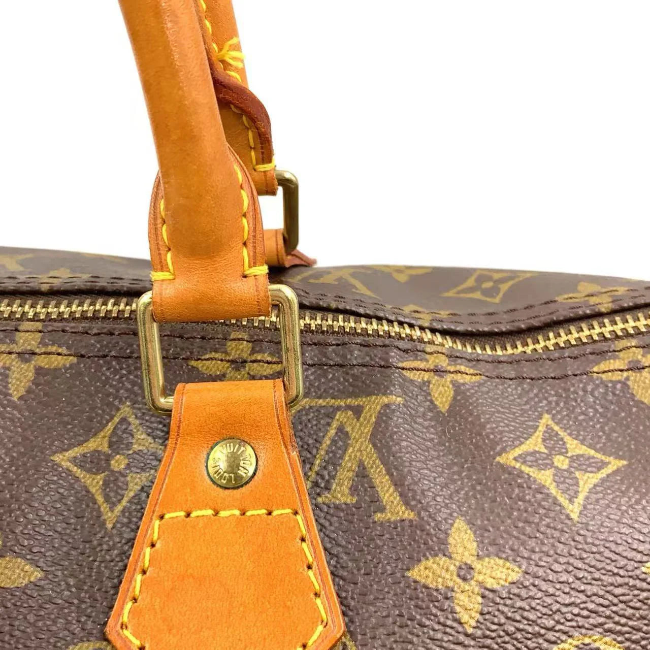 LOUIS VUITTON SPEEDY 40 MONOGRAM HANDBAG BROWN LEATHER PVC