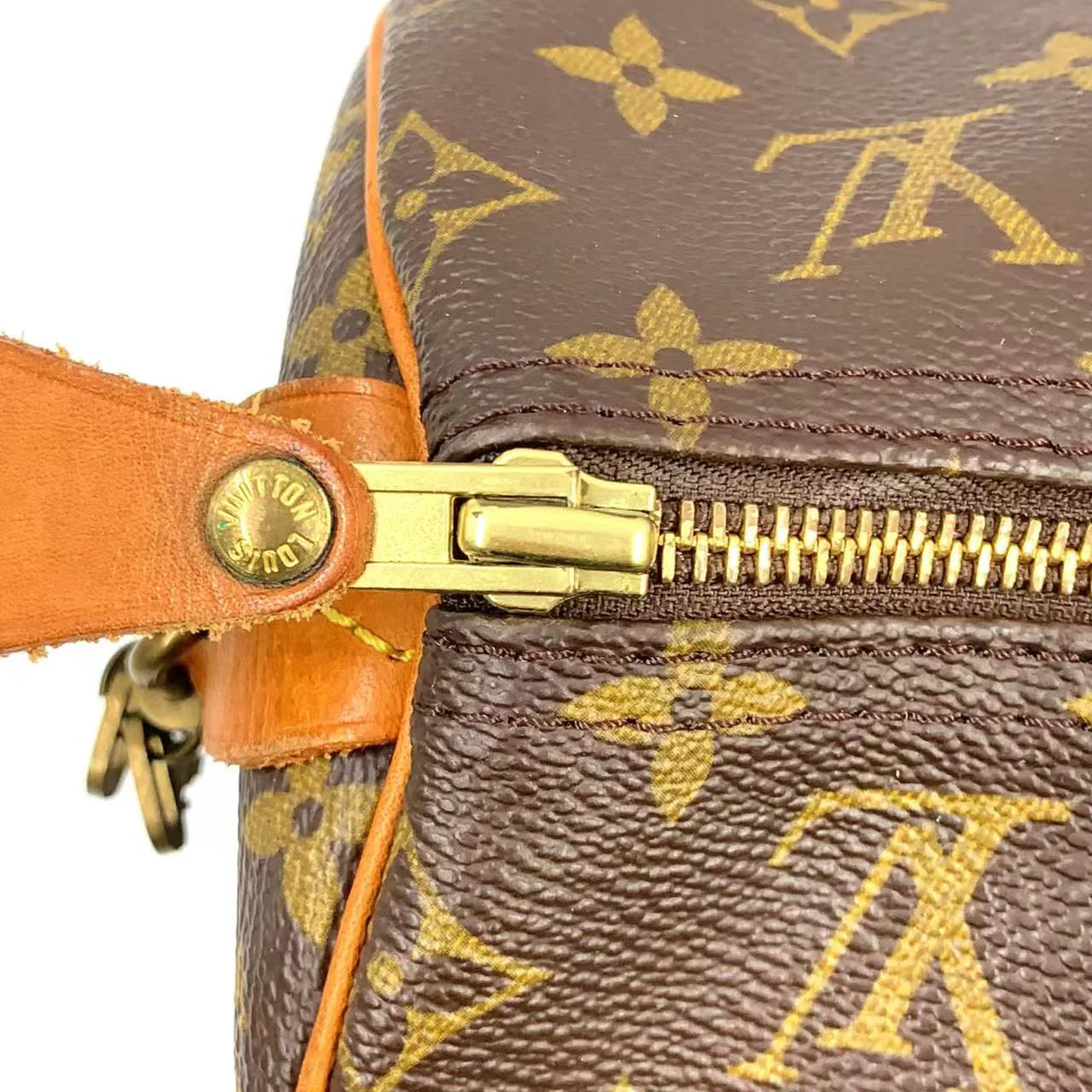LOUIS VUITTON SPEEDY 40 MONOGRAM HANDBAG BROWN LEATHER PVC