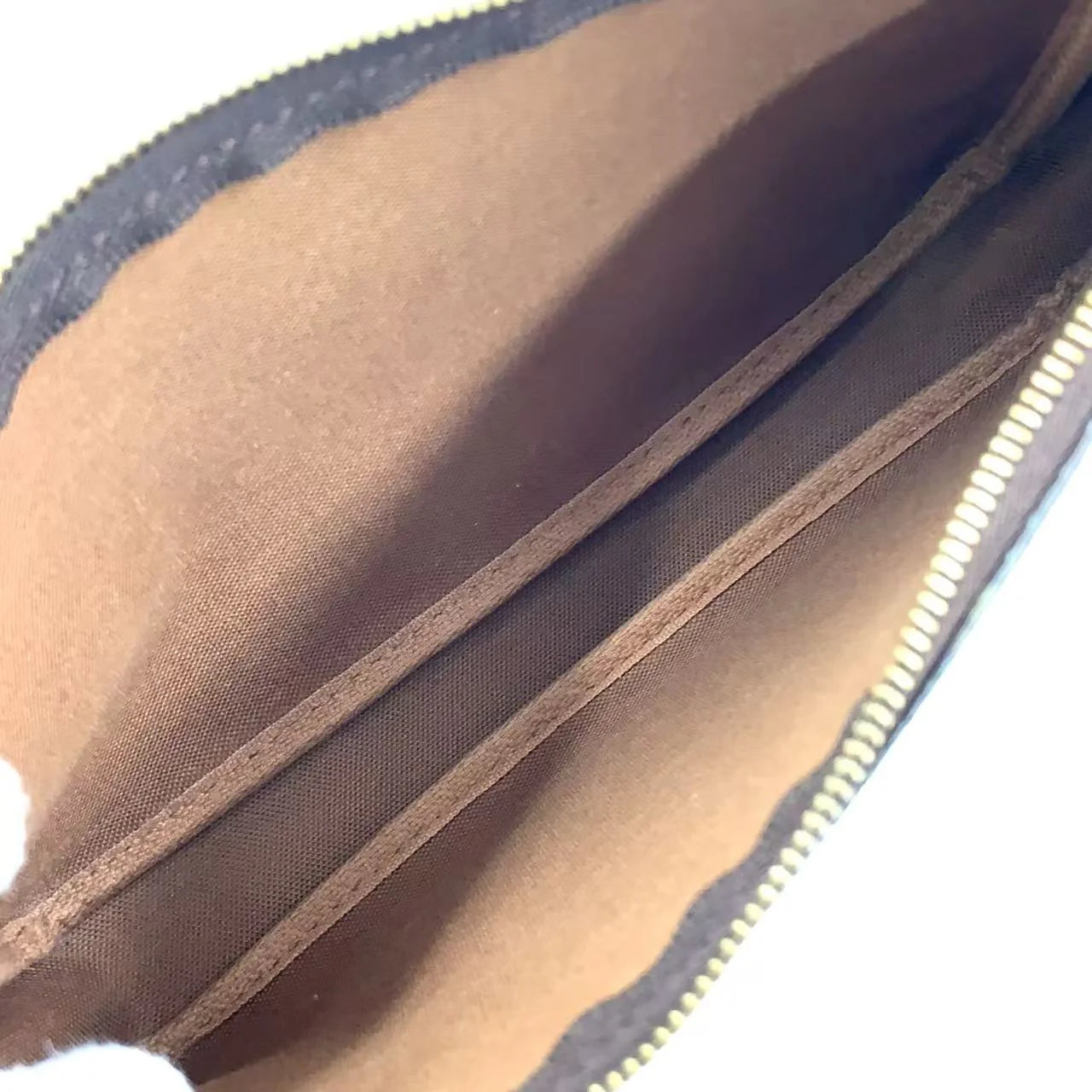 LOUIS VUITTON POCHETTE ACCESSOIRES MONOGRAM HANDBAG BROWN LEATHER PVC GOLD