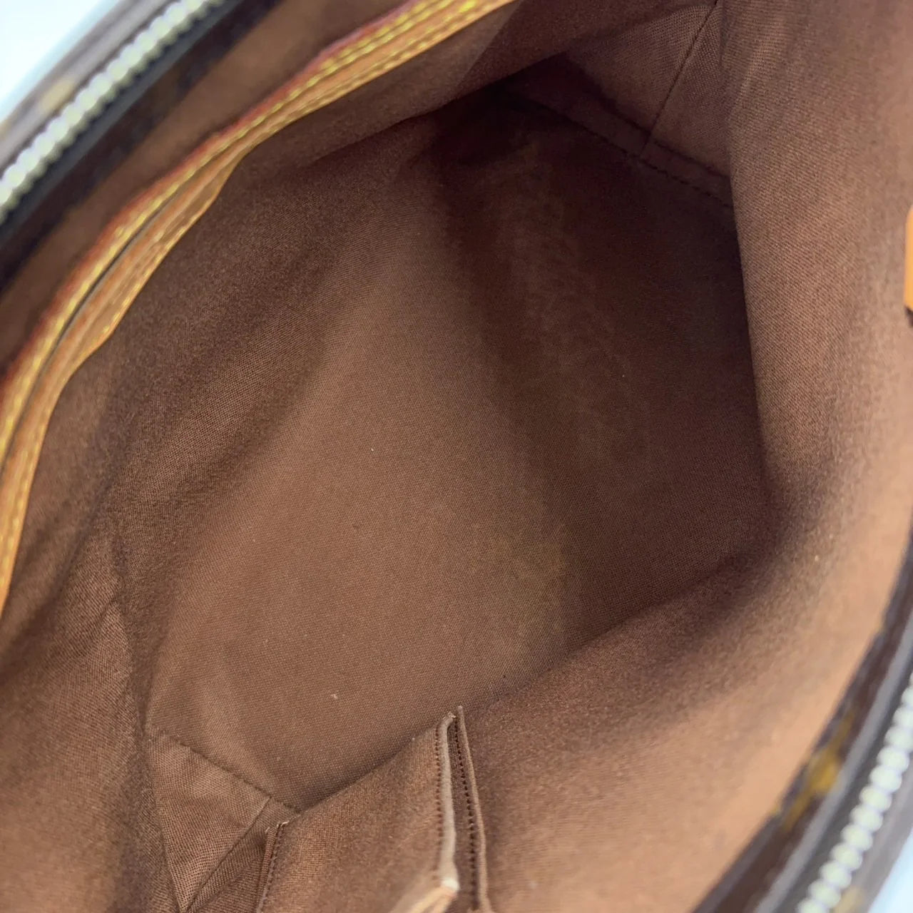LOUIS VUITTON CABAS PIANO MONOGRAM TOTE BAG BROWN LEATHER PVC GOLD