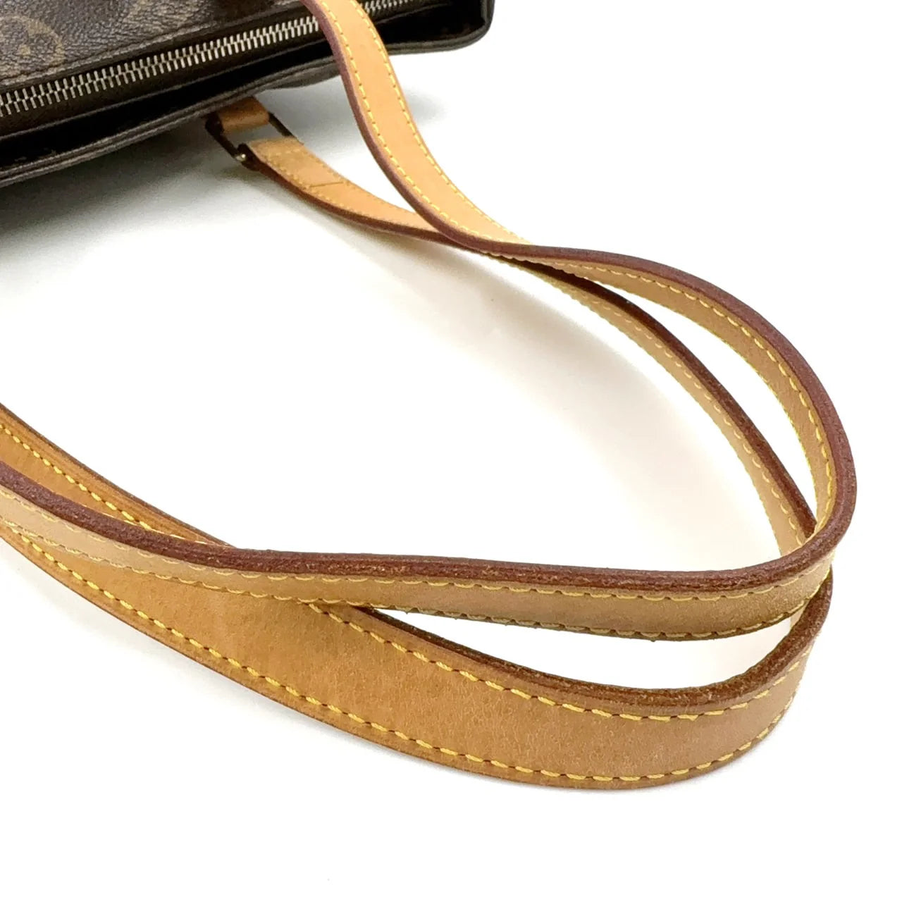 LOUIS VUITTON CABAS PIANO MONOGRAM TOTE BAG BROWN LEATHER PVC GOLD