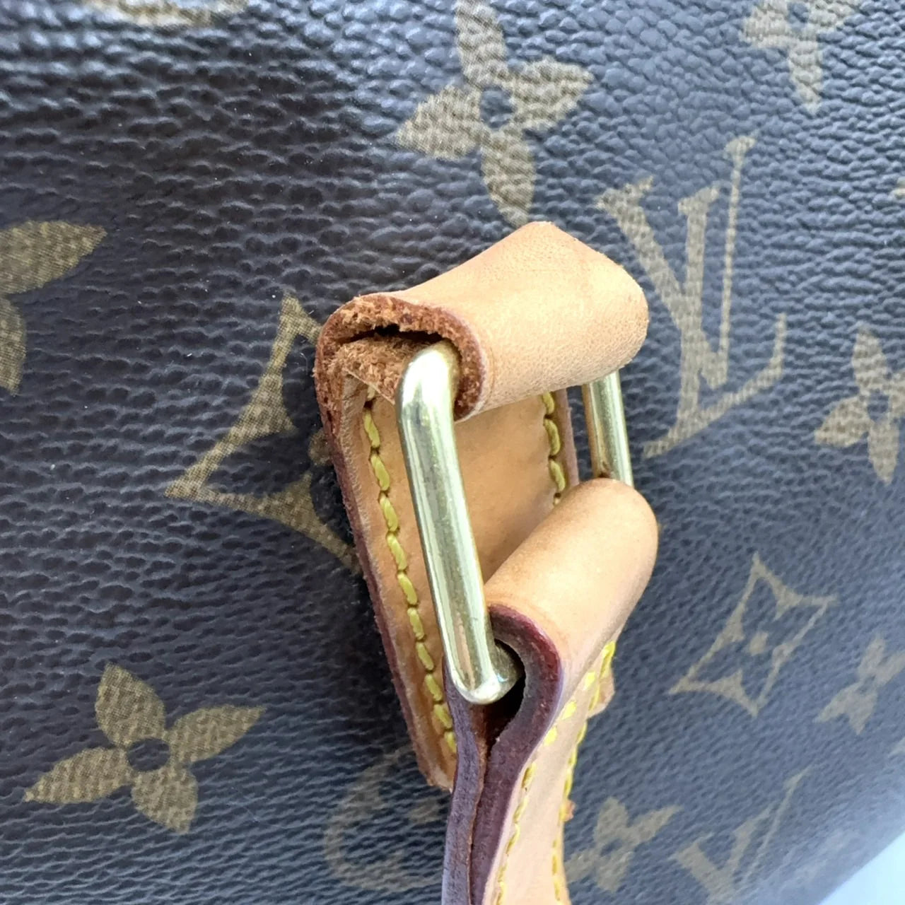 LOUIS VUITTON CABAS PIANO MONOGRAM TOTE BAG BROWN LEATHER PVC GOLD