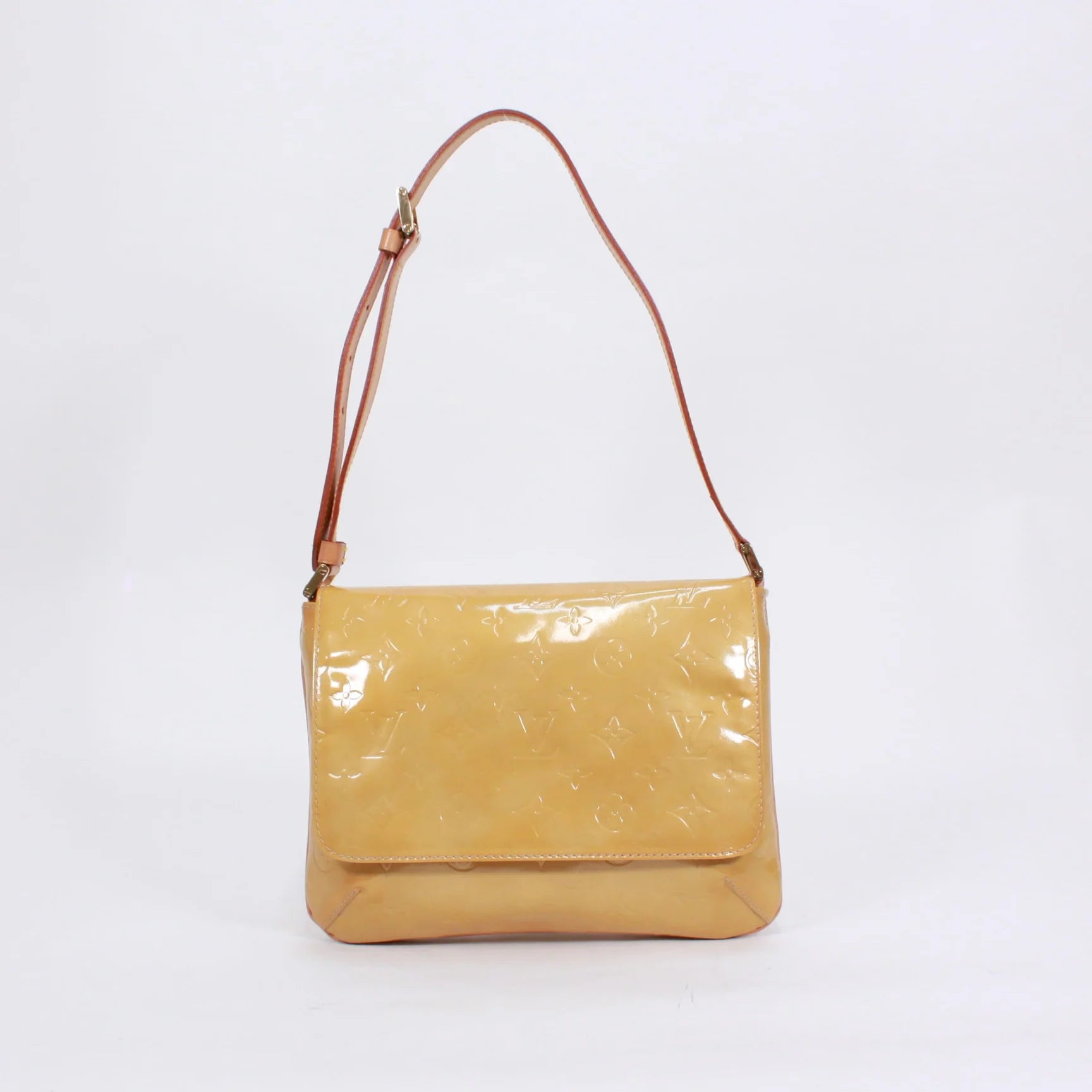 LOUIS VUITTON VERNIS MONOGRAM VERNIS JAUNE SHOULDER BAG YELLOW LEATHER GOLD