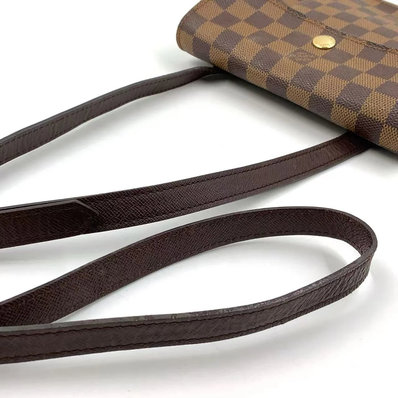 LOUIS VUITTON PIMLICO DAMIER EBENE SHOULDER BAG BROWN LEATHER PVC GOLD